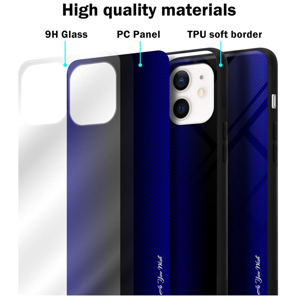 Custodia Compatibile Con Apple Iphone 12 Mini - Ottica A Strisce In Cobalto Viola - Coperchio Protettivo In Vetro Temperato E Silicone Tpu - Foto 7