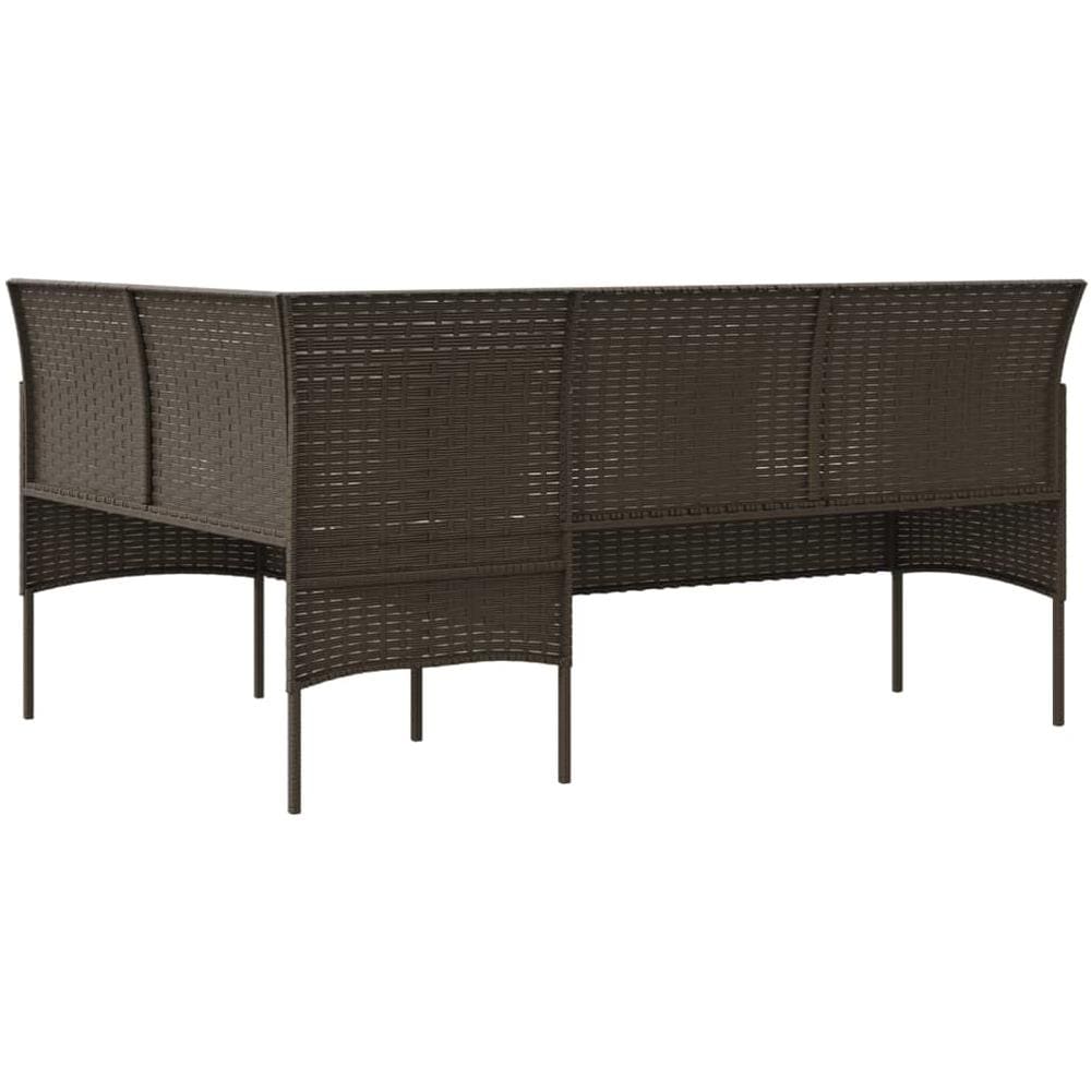 Divano A Forma Di L Con Cuscini In Polyrattan Marrone - Foto 8