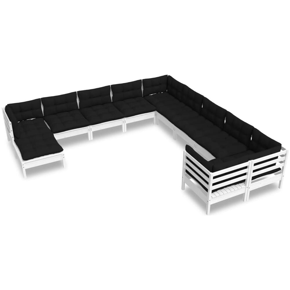 Set Divani Da Giardino 11 Pz Con Cuscini Legno Di Pino Bianco - Foto 2