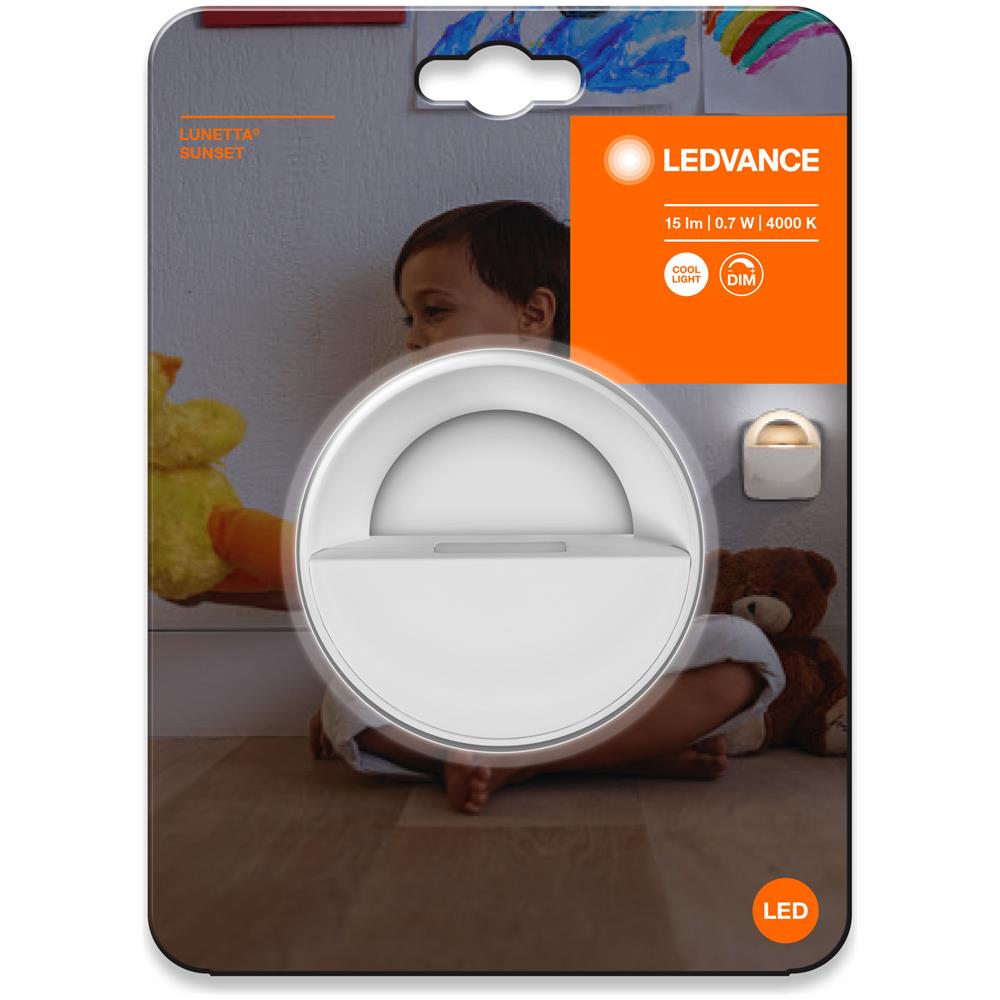 Ledvance Luce Notturna Led: Per Presa Di Corrente, Lunetta Sunset / 0,60 W, Ampiezza Fascio Luminoso: 120, Cool White, 4000 K, Materiale Del Corpo: Plastic, Ip20 - Foto 2