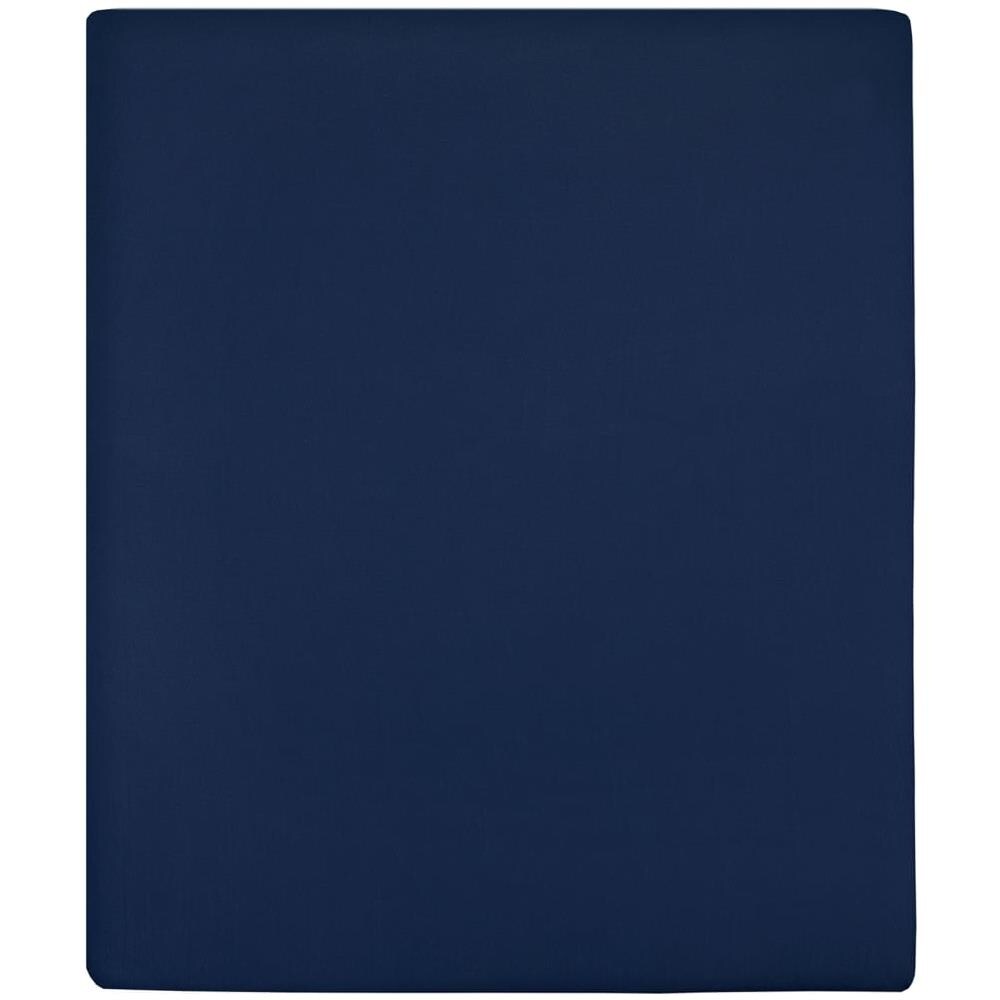 Lenzuola Con Angoli Jersey 2pz Blu Marino 140x200 Cm Cotone - Foto 1
