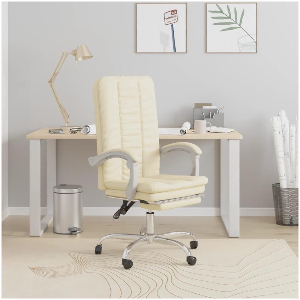 Poltrona Da Ufficio Reclinabile Crema In Similpelle - Foto 1