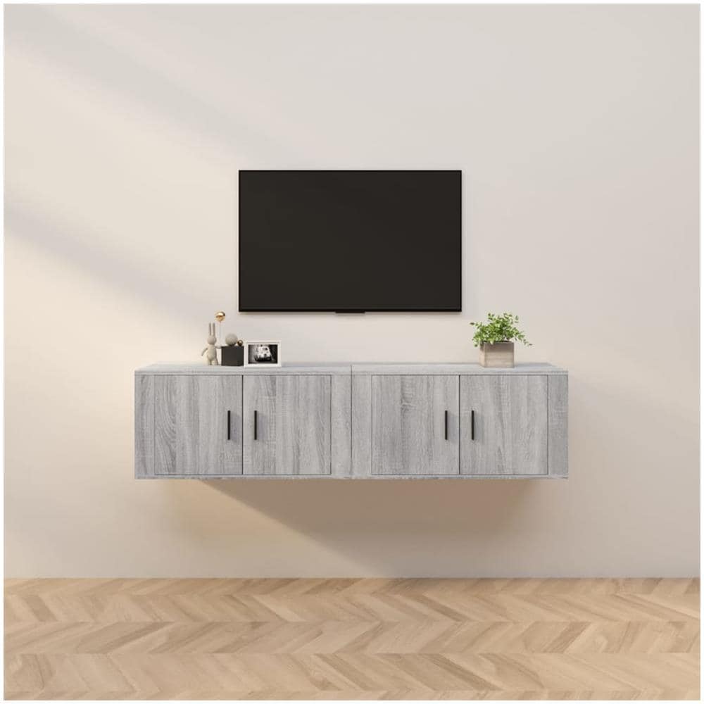 Mobili Porta Tv A Parete 2 Pz Grigio Sonoma 80x34,5x40 Cm - Foto 1