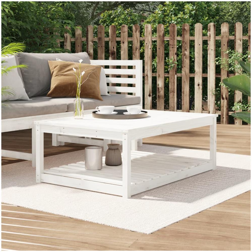 Tavolo Da Giardino Bianco 121x82,5x45 Cm Legno Massello Di Pino - Foto 1
