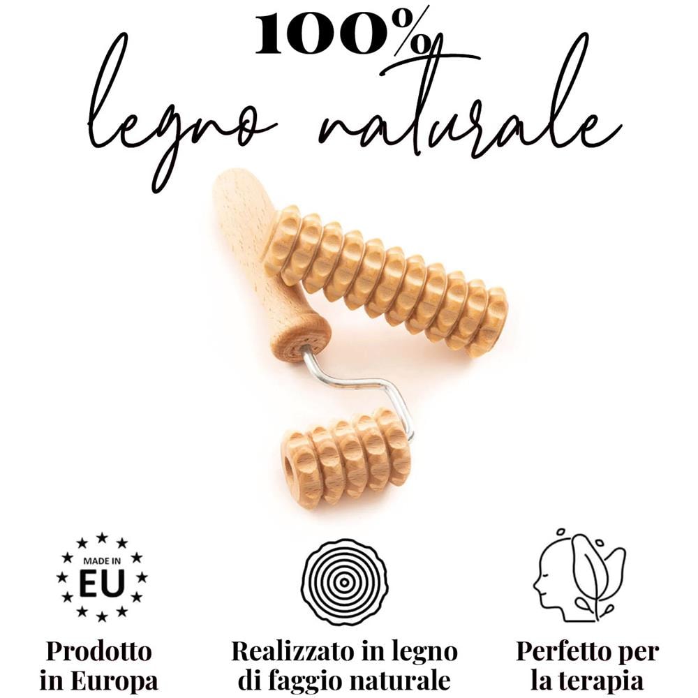 Massaggiatore A Rullo Con Manico Per Viso, Collo, Spalle Derma - Maderoterapia - Foto 1