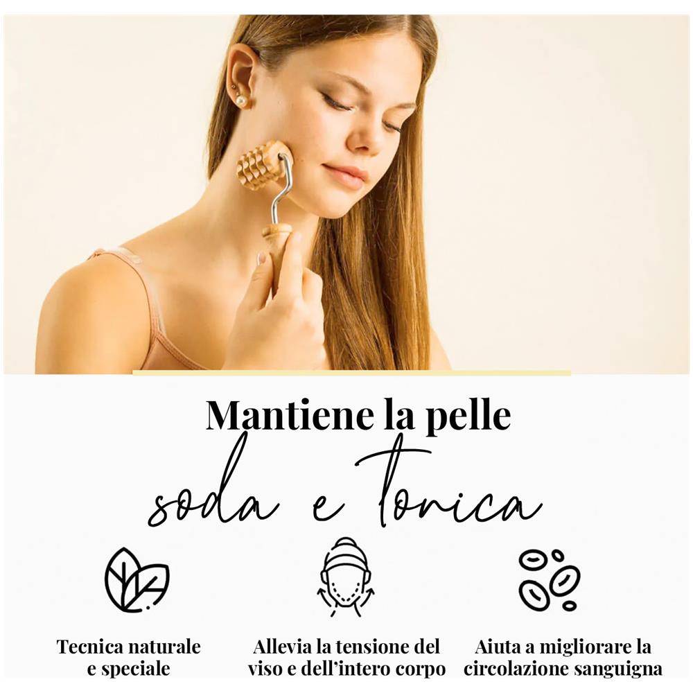 Massaggiatore A Rullo Con Manico Per Viso, Collo, Spalle Derma - Maderoterapia - Foto 2
