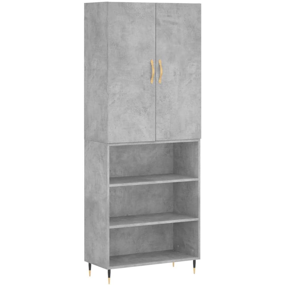 Credenza Grigio Cemento 69,5x34x180 Cm In Legno Multistrato - Foto 2