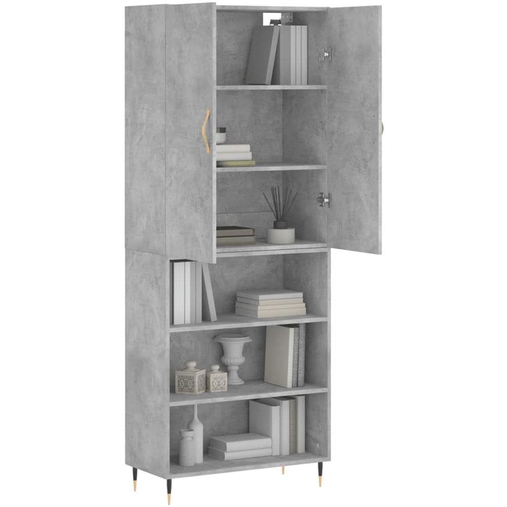 Credenza Grigio Cemento 69,5x34x180 Cm In Legno Multistrato - Foto 3