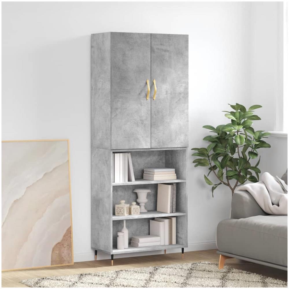 Credenza Grigio Cemento 69,5x34x180 Cm In Legno Multistrato - Foto 1