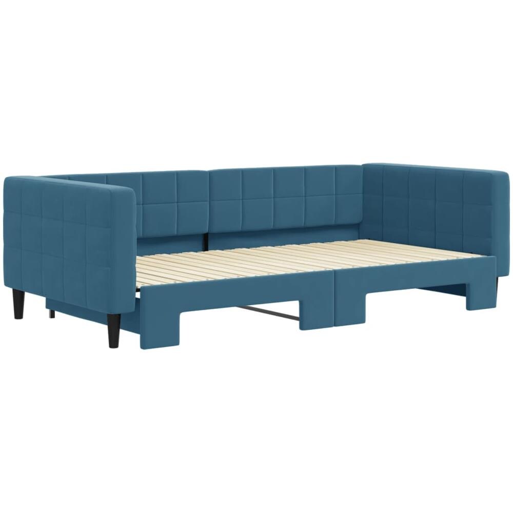 Divano Letto Con Letto Estraibile Blu 100x200 Cm In Velluto - Foto 3
