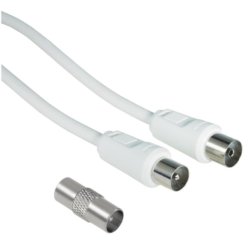 Cavo antenna M /F con adattatore M /M, 5 metri, 75 dB, bianco - Foto 1