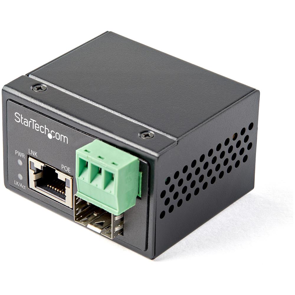 Media converter fibra a Ethernet 30W - Convertitore gigabit fibra ottica rame per uso industriale - PoE+ Media converter fibra multimodale /monomodale - SFP a RJ45 - IP-30 / -40 a +75&deg;C - Foto 1