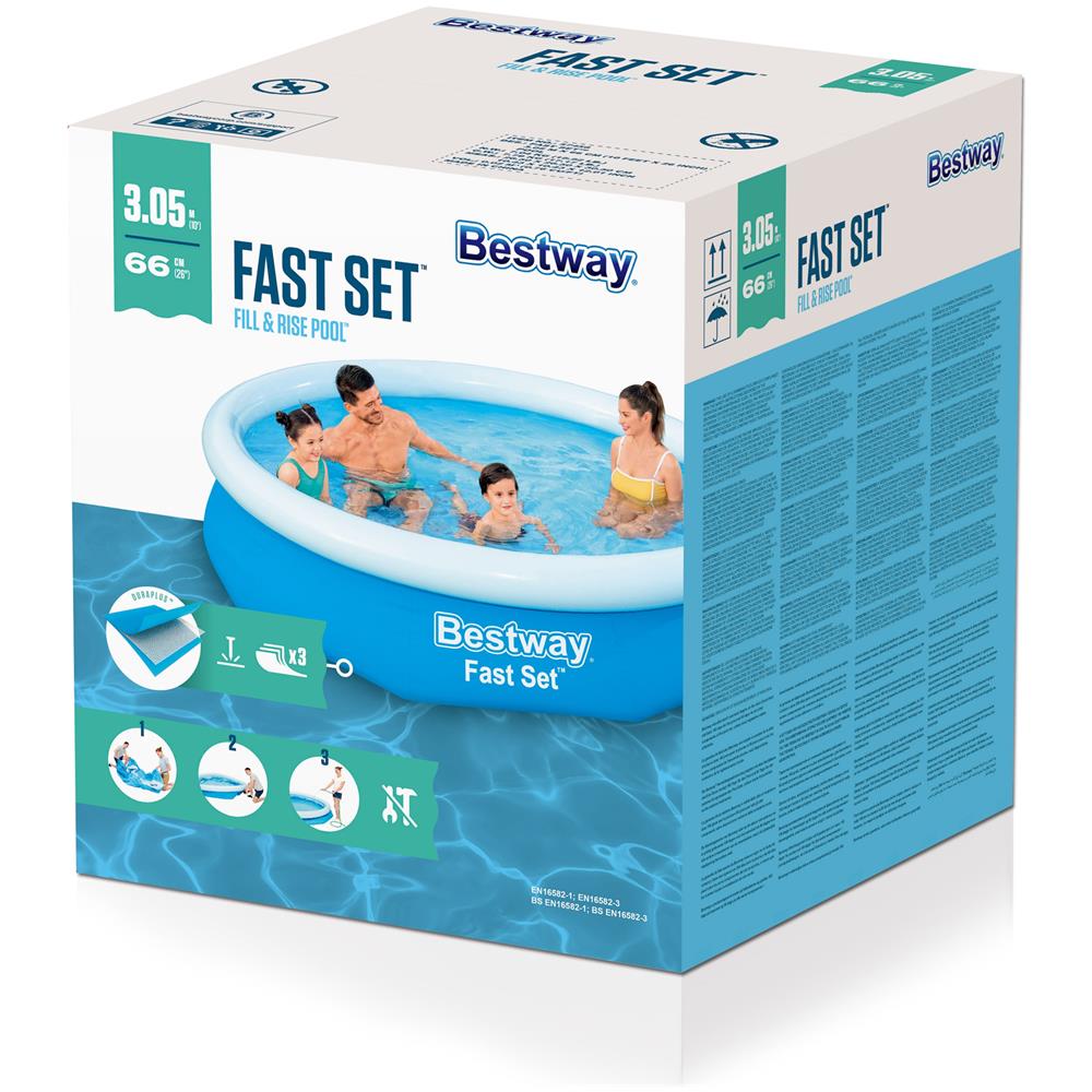 Fast Set 57456 piscina fuori terra Piscina con bordi /gonfiabile Piscina rotonda Blu, Bianco - Foto 12