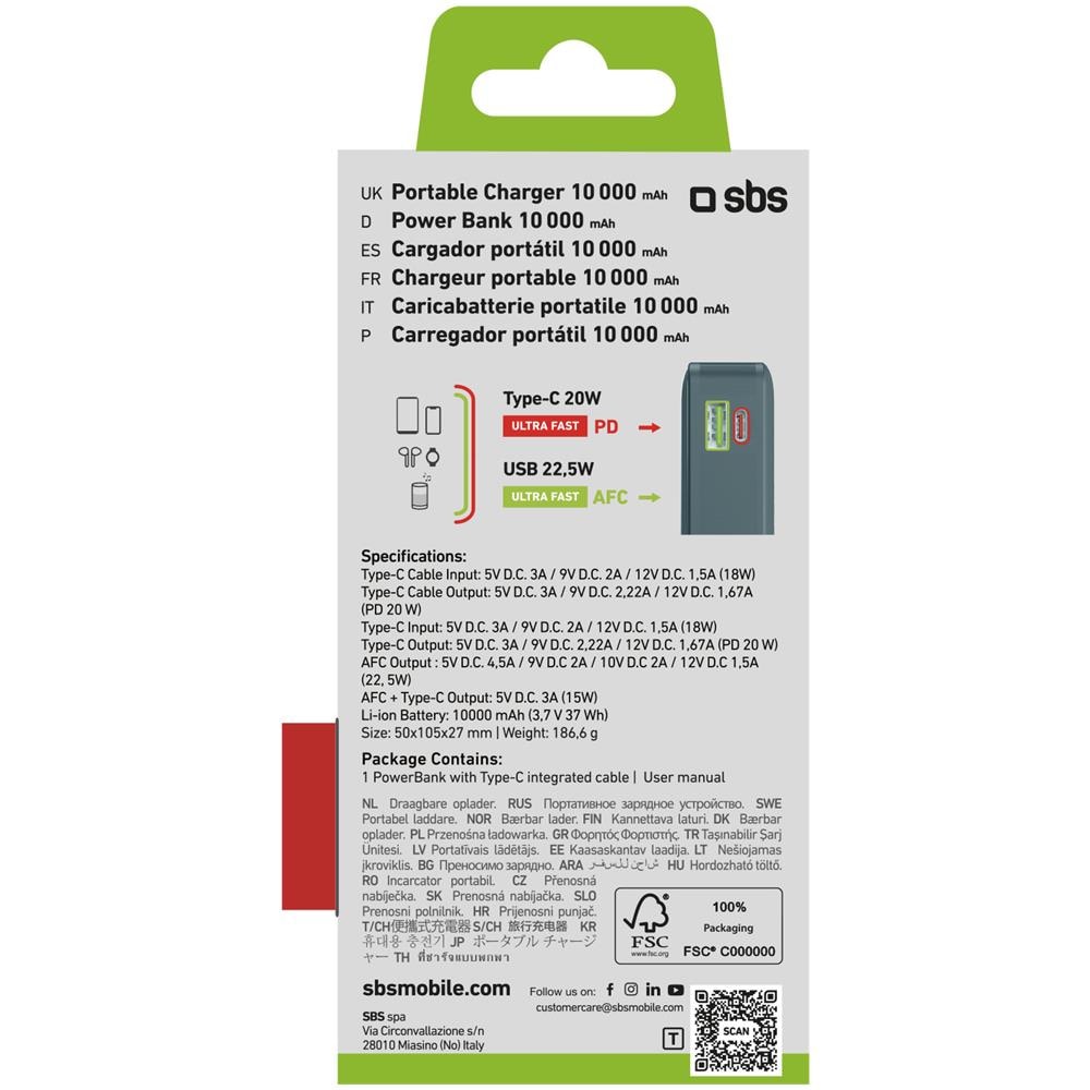 TTBB10000LCDTCPD20A batteria portatile 10000 mAh Azzurro - Foto 2