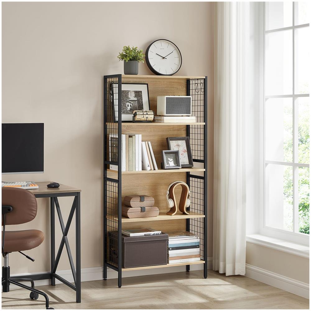 Libreria Valora - 4 ripiani in rovere Sonoma con struttura in acciaio nero - Foto 2