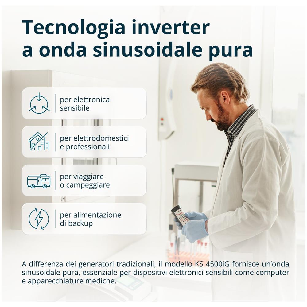 Generatore Inverter Bifuel KS 4500iG Tensione, V 230 Potenza massima, kW 4.5** - Foto 2