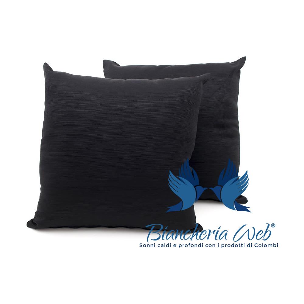 Coppia Cuscini Arredo Imbottiti Tessuto Ottoman In Tinta Unita Colore Nero 22 50x50 Nero 22 - Foto 2