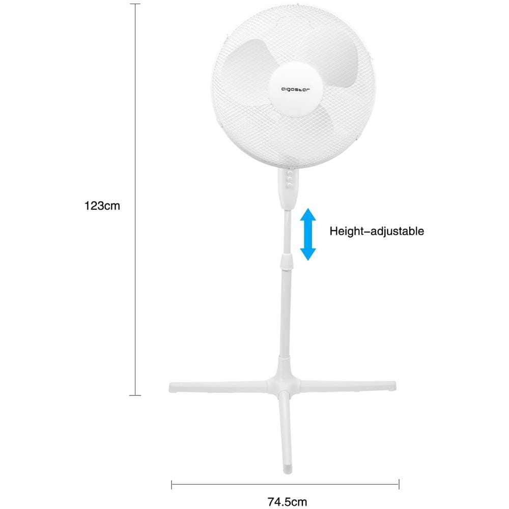 Daisy 33jtp - Ventilatore A Piantana, Silenziosa. Pala 45cm, Potenza Da 40w E Regolazione Da 3 Velocità, Lunghezza Cavo Da 1,8m. Griglie Di Protezione Per I Bambini E Supporto Regolabile. - Foto 2