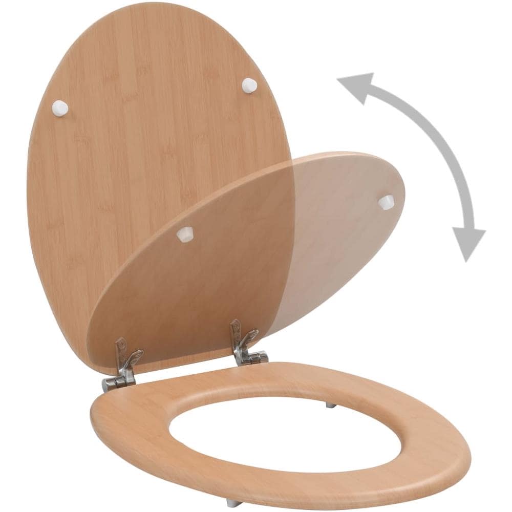 Tavoletta Wc Coperchio Chiusura Dura Mdf Design A Bambù - Foto 2