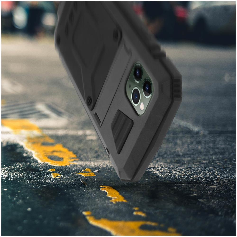 Cover Iphone 11 Pro Max Alluminio E Silicone Con Supporto Video Serie Tank Nero - Foto 2