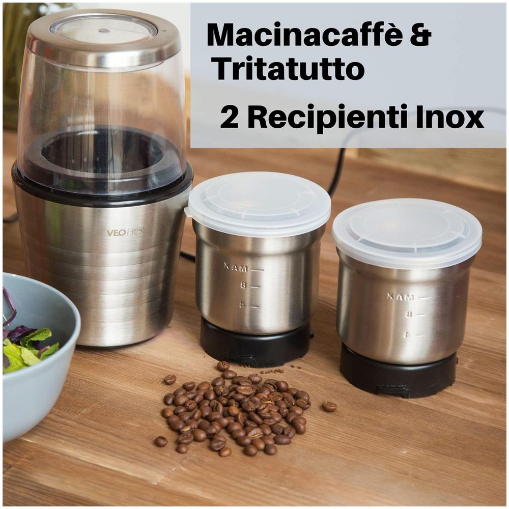 Macinacaffè Elettrico - Macinino Da Caffè E Tritatutto Semi Di Lino, Papavero, Oleosi, Spezie E Verdura - Foto 2
