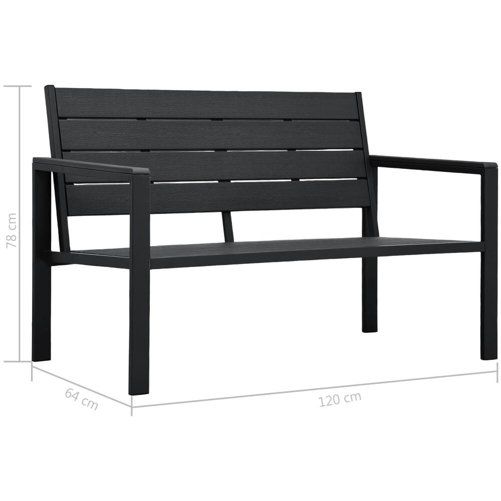 Panchina da Giardino 120 cm in HDPE Nera Aspetto Legno - Foto 10