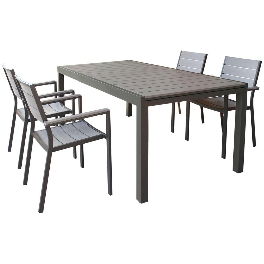 Triumphus - Set Tavolo In Alluminio E Polywood Cm 180/240 X 100 X 73 H Con 4 Poltrone Xanthus - Foto 1