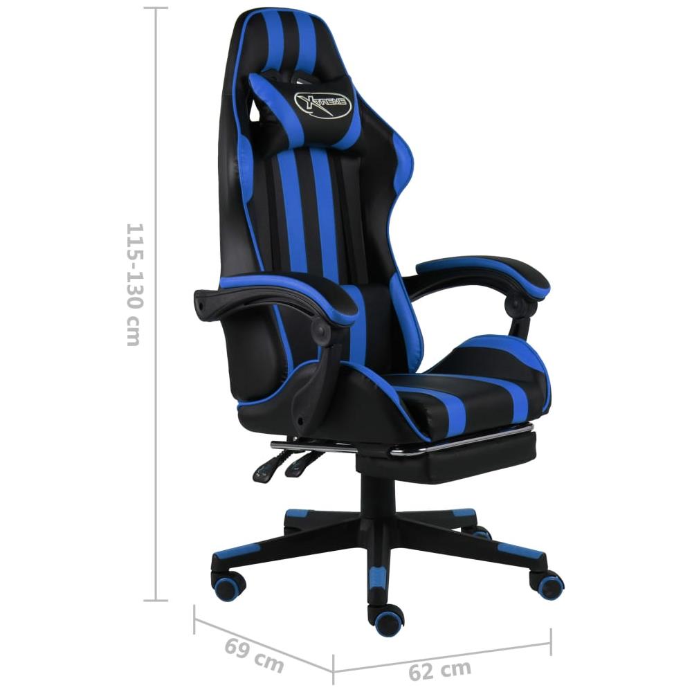 Sedia Da Gaming Con Poggiapiedi Blu E Nera In Similpelle - Foto 6
