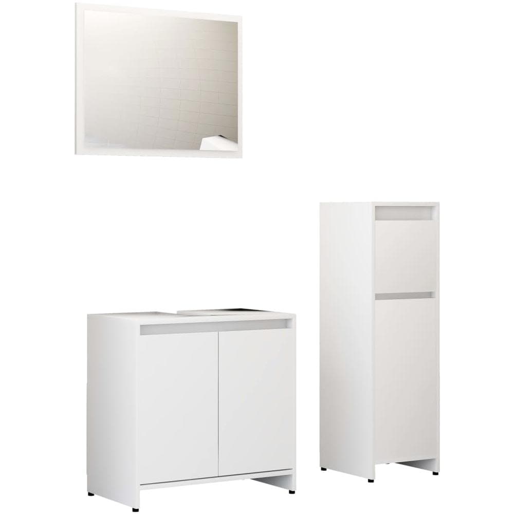 Set Mobili da Bagno 3 pz Bianco in Truciolato - Foto 2
