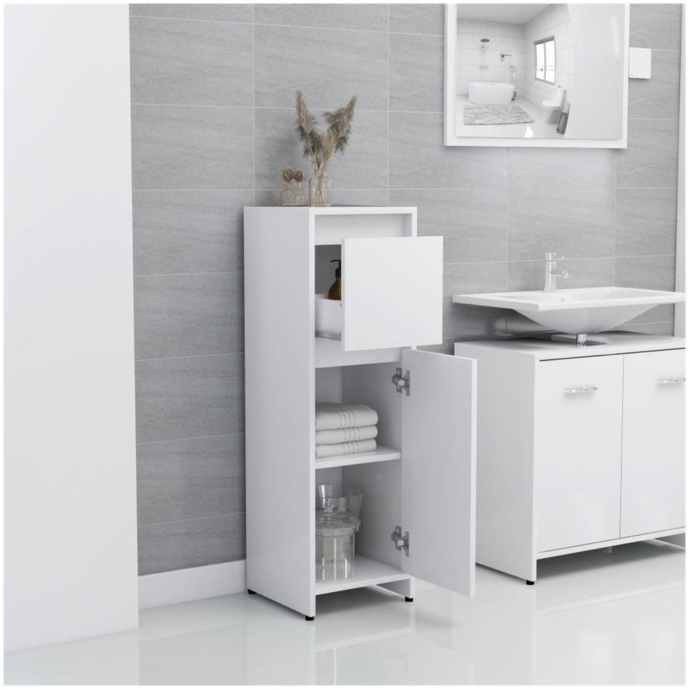 Set Mobili da Bagno 3 pz Bianco in Truciolato - Foto 8