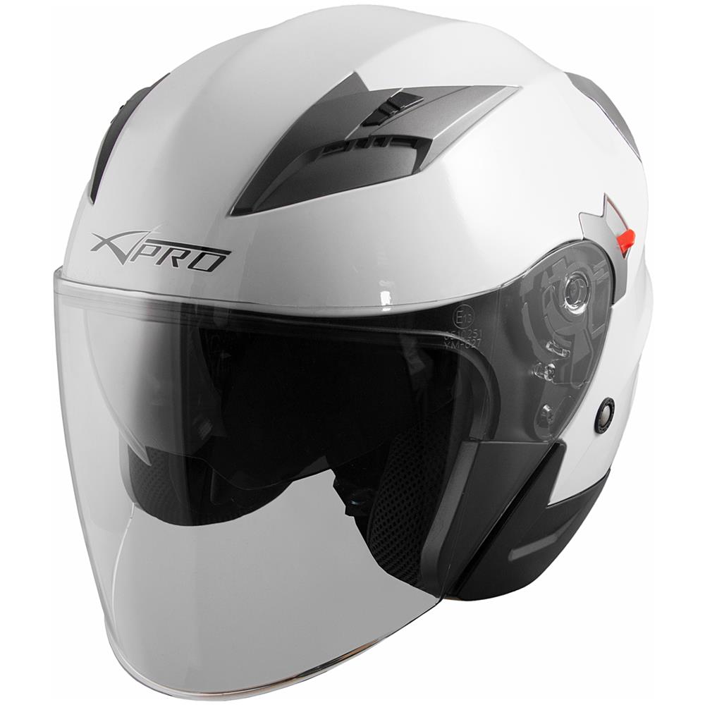 Moto Casco Jet Scooter Visiera Doppia Certificato Ece22-05 Bianco Argento S - Foto 1