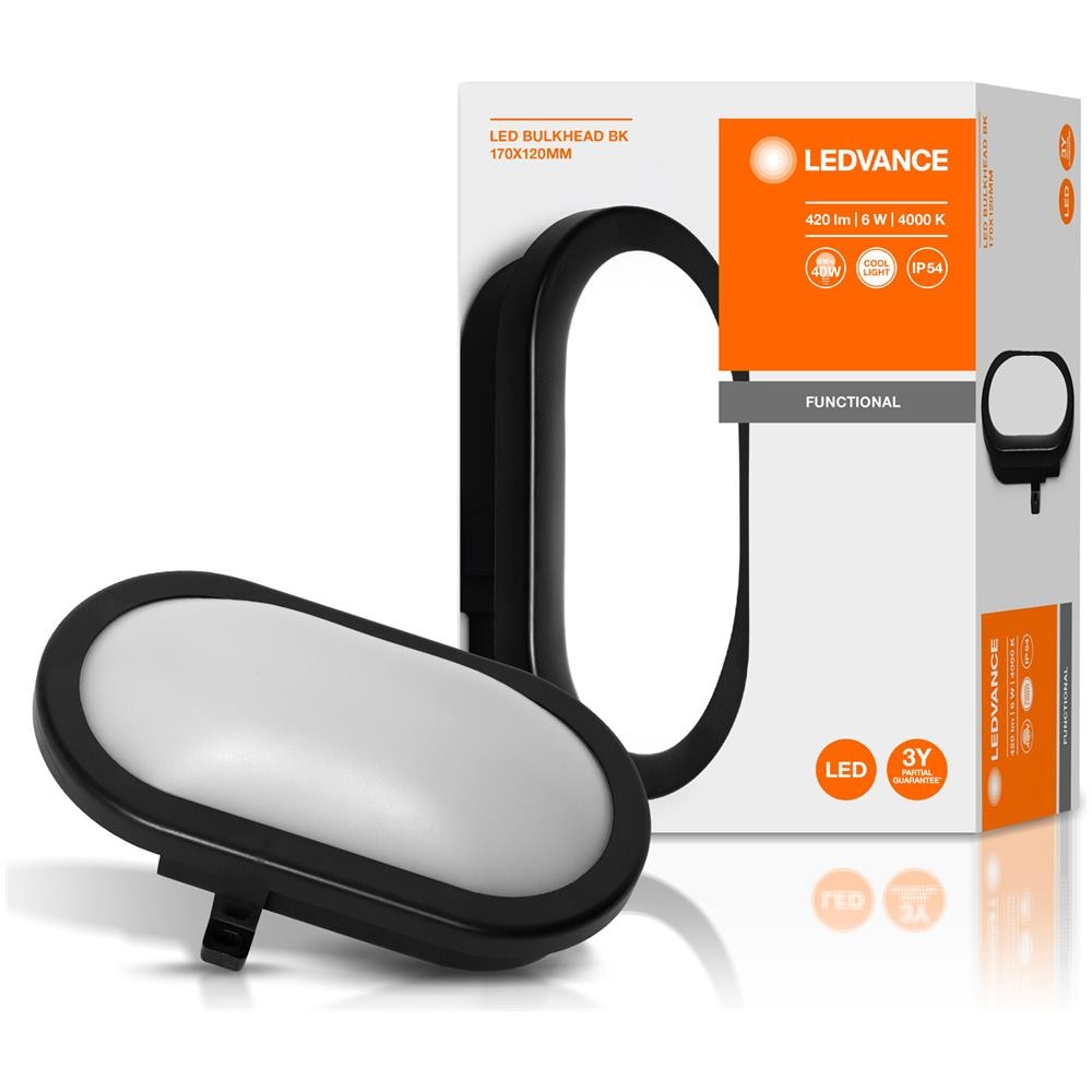 Ledvance Apparecchio A Parete E A Soffitto, Lampada Da Esterno, Led Bulkhead / 5,50 W, 220…240 V, Ampiezza Fascio Luminoso: 120°, Bianco Freddo, 4000 K, Materiale: Polycarbonat (pc), Ip54 - Foto 8