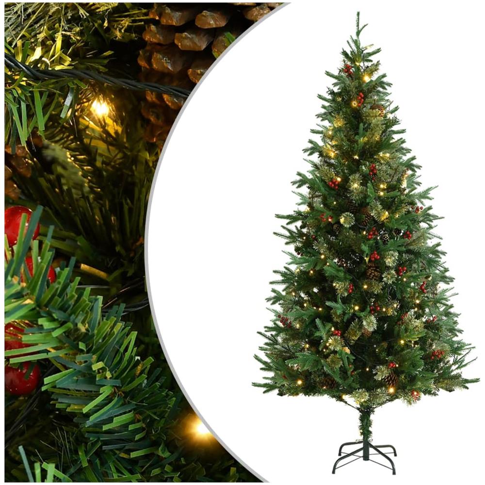Albero di Natale con LED e Pigne Verde 225 cm in PVC e PE - Foto 1