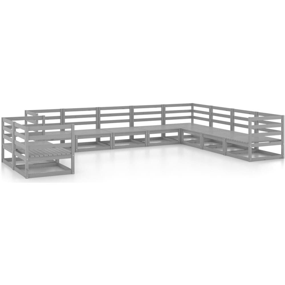 Set Divani Da Giardino 10 Pz Grigio In Legno Massello Di Pino - Foto 2