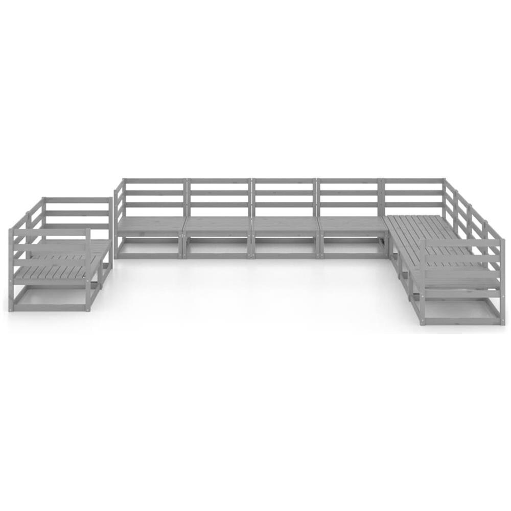 Set Divani Da Giardino 10 Pz Grigio In Legno Massello Di Pino - Foto 3