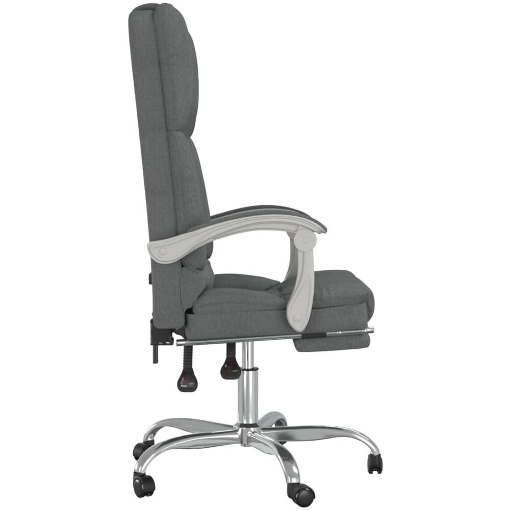 Sedia da Ufficio Massaggio Reclinabile Grigio Scuro in Tessuto - Foto 2