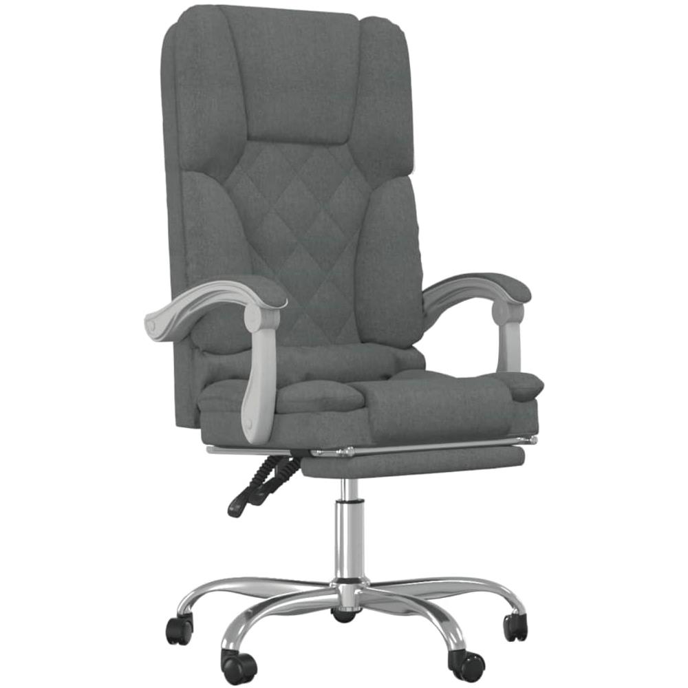 Sedia da Ufficio Massaggio Reclinabile Grigio Scuro in Tessuto - Foto 1