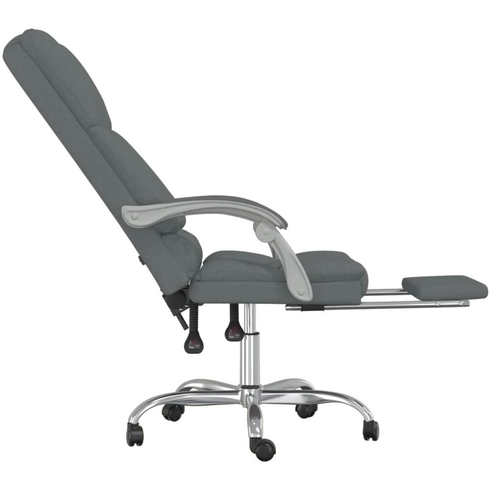 Sedia da Ufficio Massaggio Reclinabile Grigio Scuro in Tessuto - Foto 8