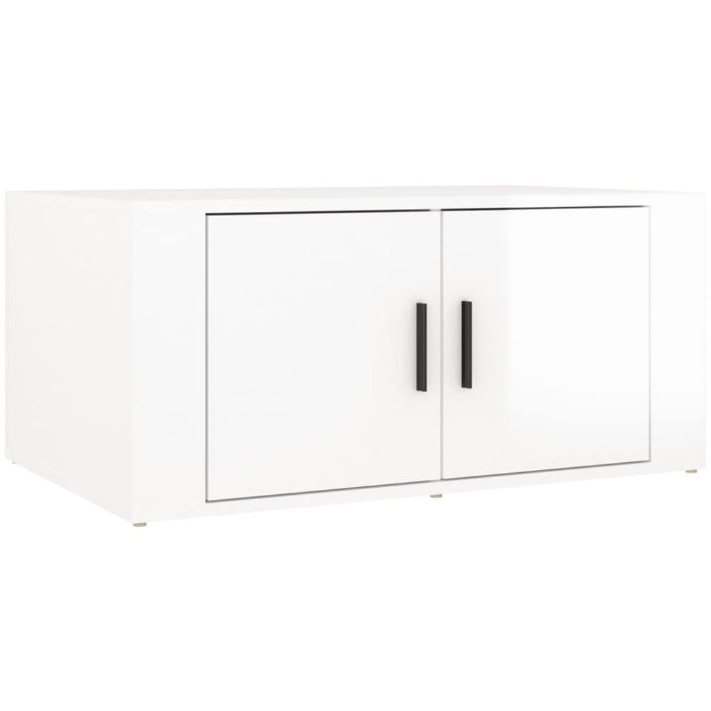 Tavolino Da Salotto Bianco Lucido 80x50x36cm Legno Multistrato - Foto 2