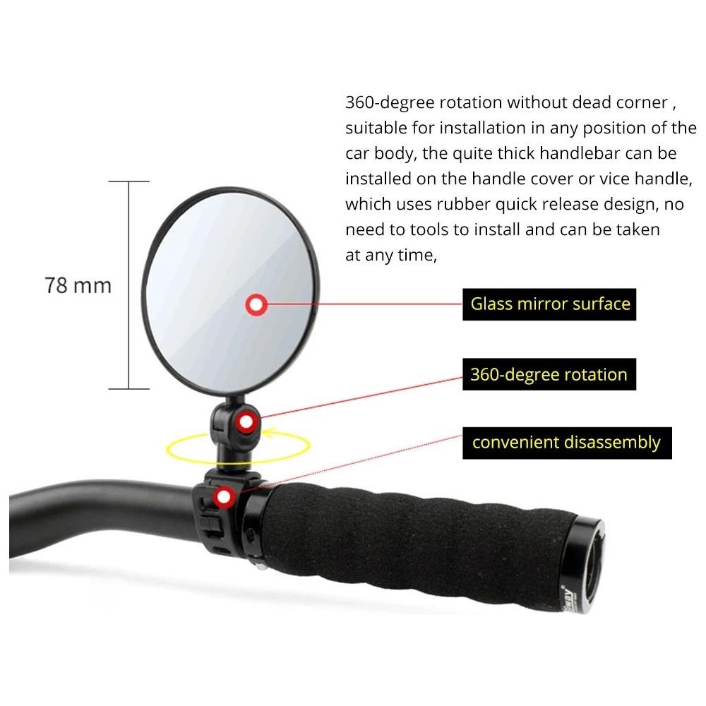 Specchietti Retrovisori Per Bicicletta Regolabili, Confezione Da 2 Black - Foto 2