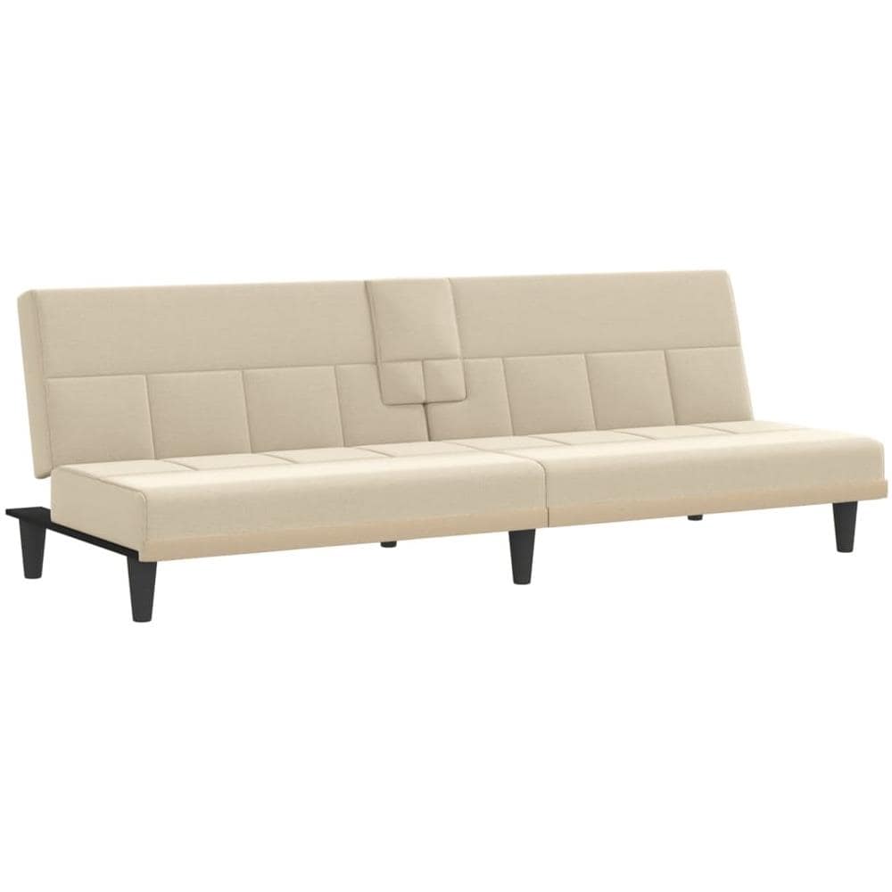 Divano Letto Con Portabicchieri In Tessuto Crema - Foto 1