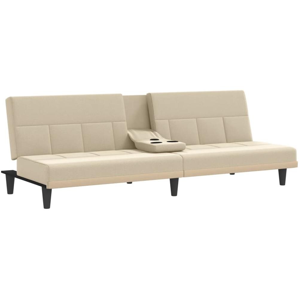 Divano Letto Con Portabicchieri In Tessuto Crema - Foto 9