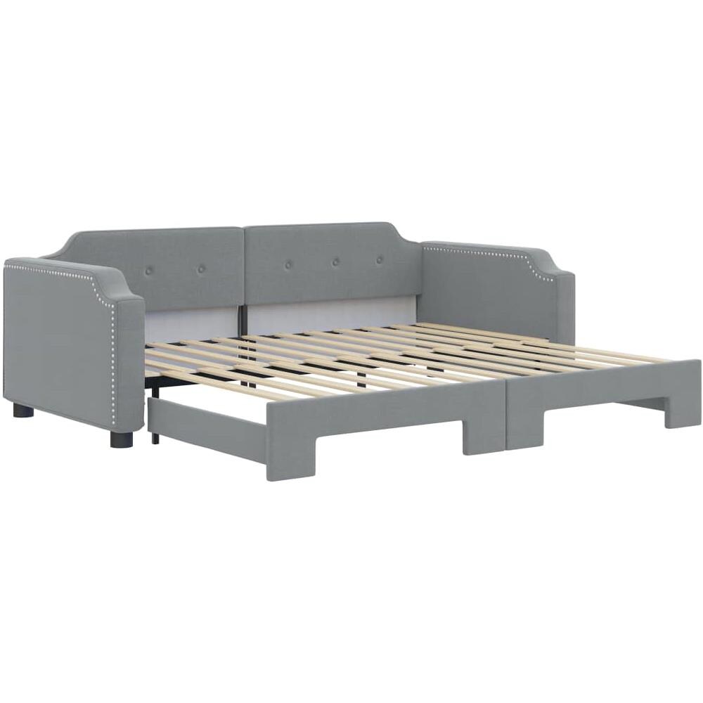 Divano Letto Con Letto Estraibile Grigio Chiaro 80x200 Tessuto - Foto 2