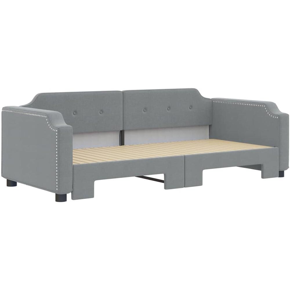 Divano Letto Con Letto Estraibile Grigio Chiaro 80x200 Tessuto - Foto 3