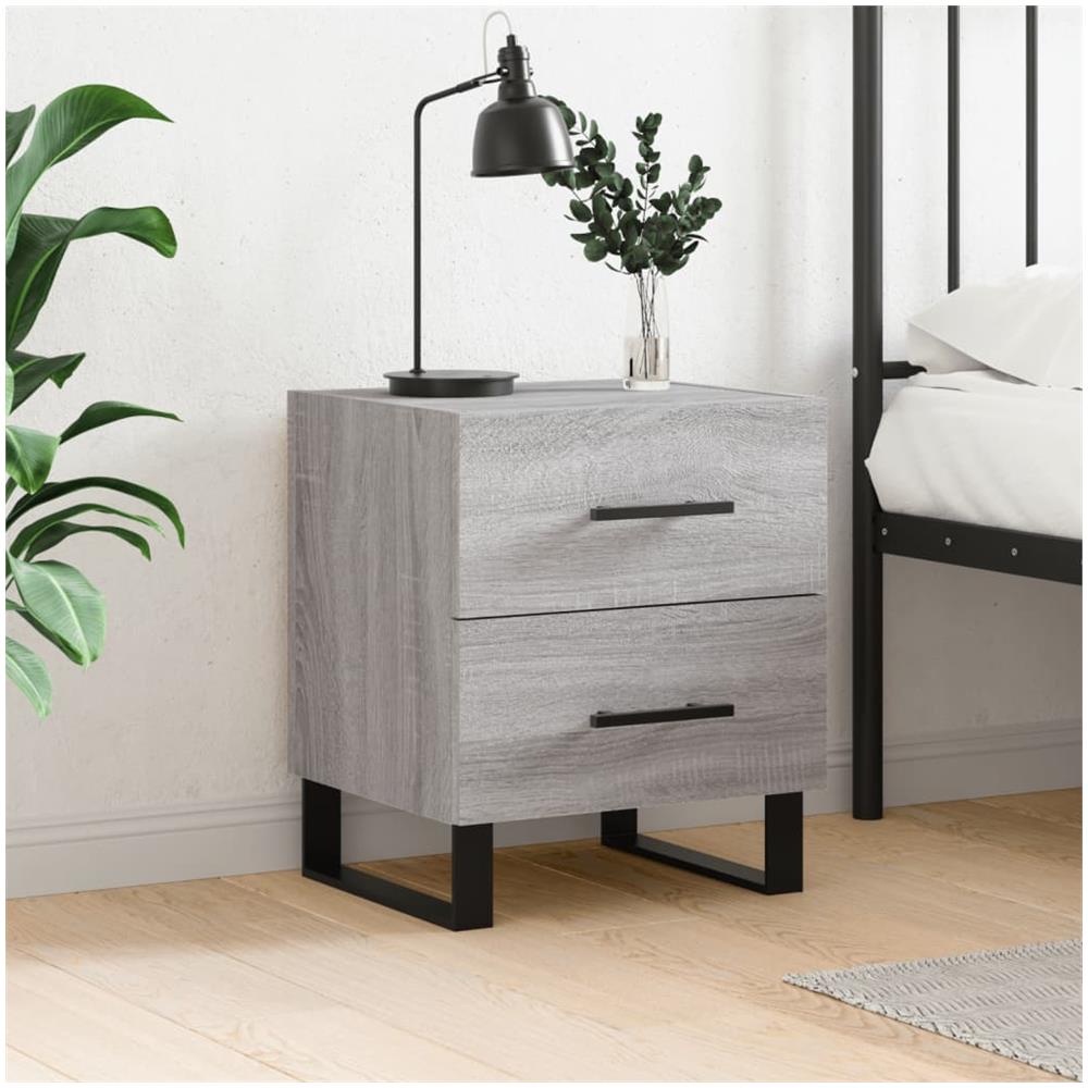 Comodino Grigio Sonoma 40x35x47,5 Cm In Legno Multistrato - Foto 1