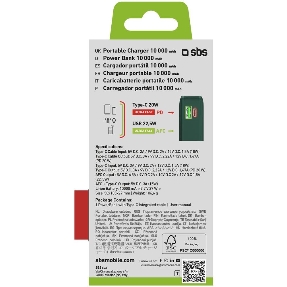 TTBB10000LCDTCPD20G batteria portatile 10000 mAh Verde - Foto 2