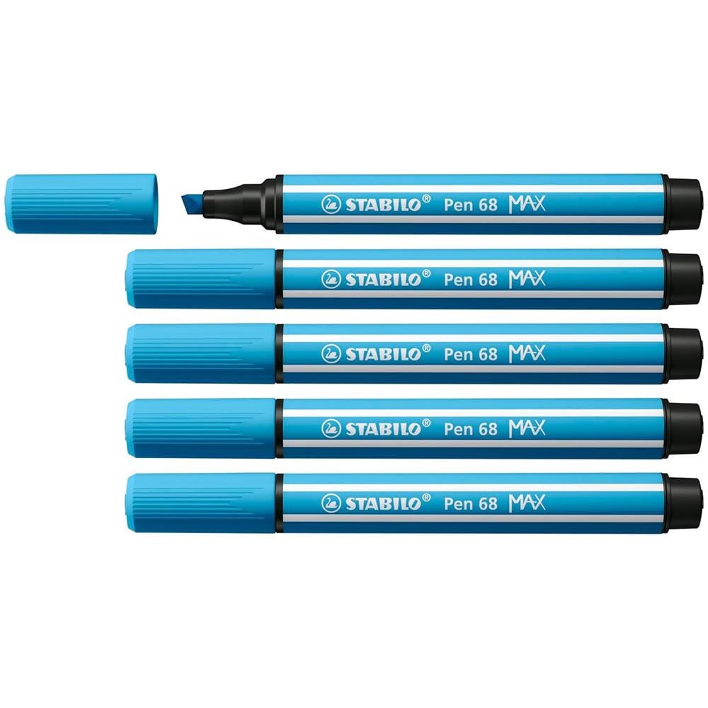 Pen 68 MAX - Pennarello Premium a tratto doppio (1 + 5 mm) - Confezione da 5 - Azzurro - Foto 1