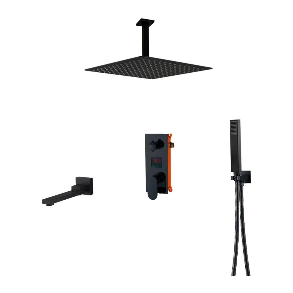 Set miscelatore doccia, Blackswan, tipo M73.48, modello smart nero opaco, misura 30 cm - Foto 1