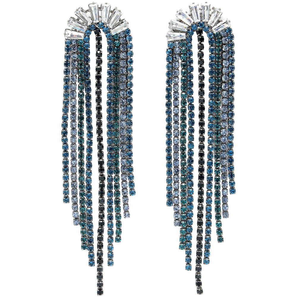 Orecchini a Nappa con Cristalli Incrostati Raggianti - Foto 1