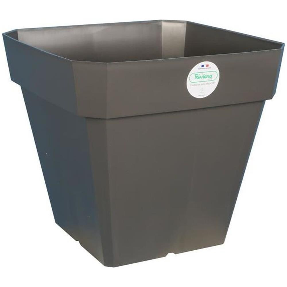 Pot De Fleurs Carr Soleilla En Plastique - 49 X 49 X H 45 Cm - 65 L - Gris Paillet - Foto 2